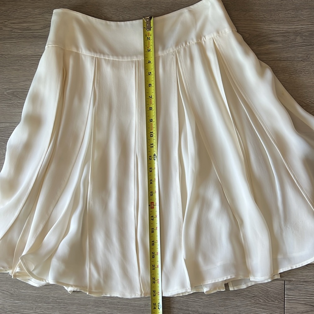 RALPH LAUREN Ivory Silk Pleated Car Wash Panel Skirt Vintage Luxury White 8 - Picture 8 of 13